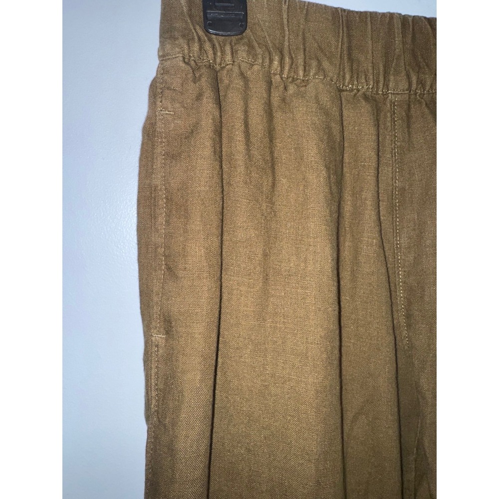 American Giant brown 100% linen pull on elastic waist wide leg pants women's XS - Picture 4 of 8